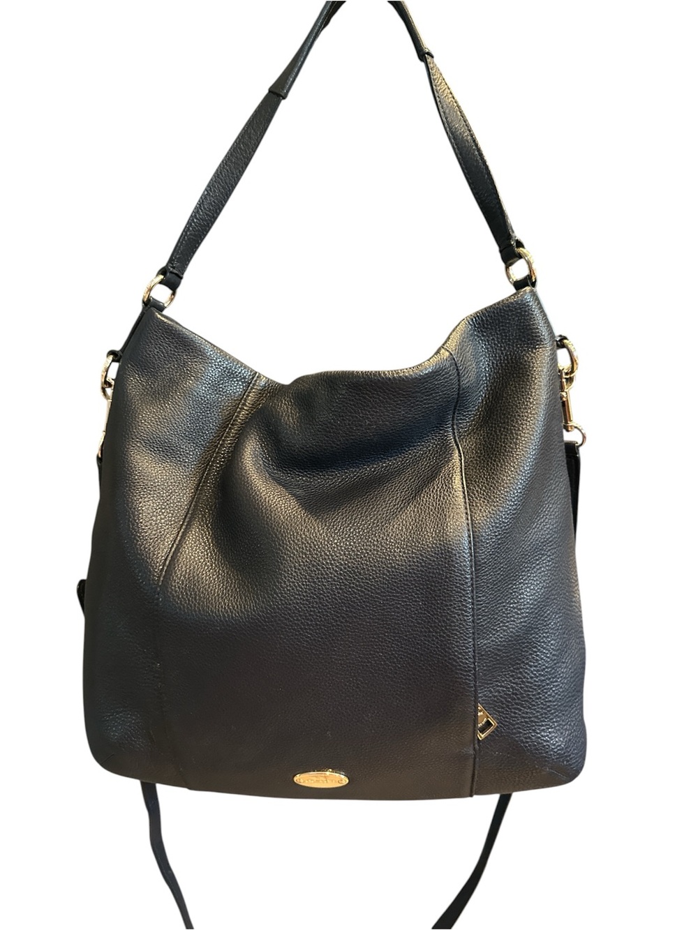 Coach Isabella Navy Pebbled Leather Hobo Shoulder Bag Gold Hardware